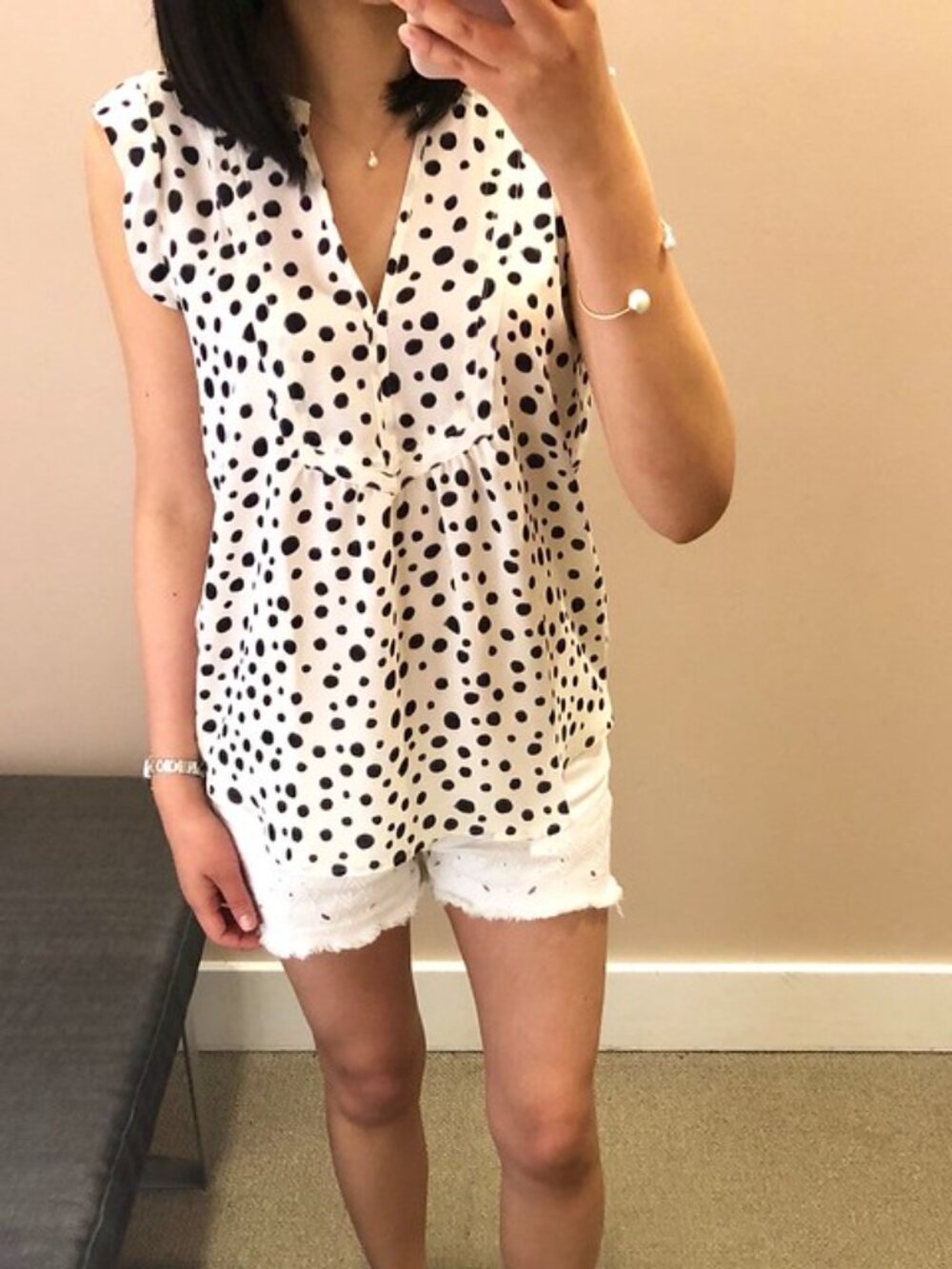 LOFT Dotted Split Neck Shell